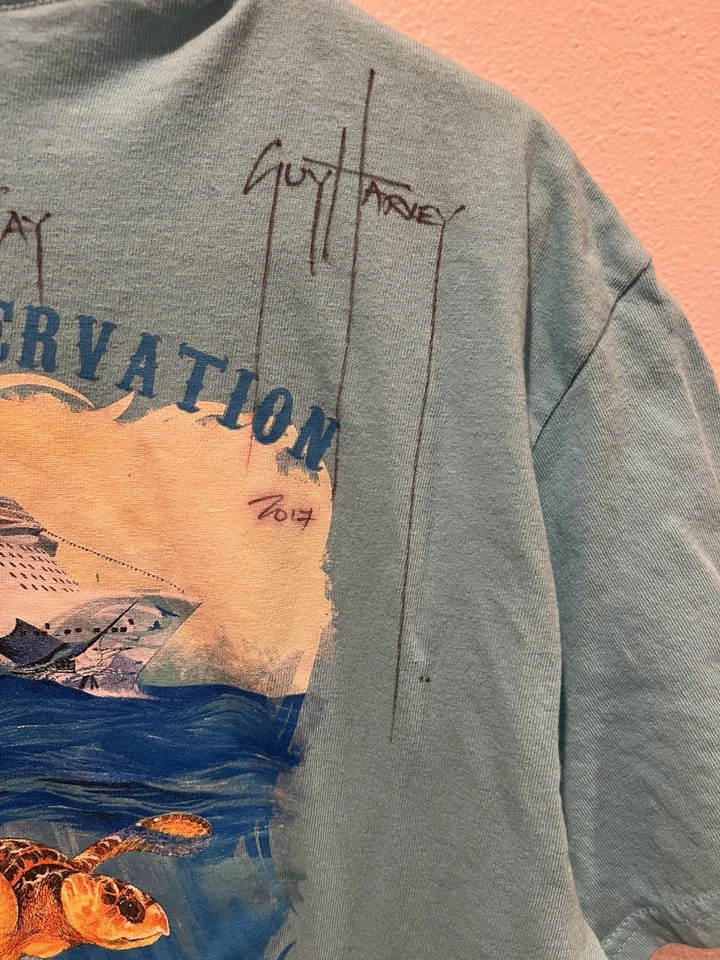 Women’s Guy Harvey Autographed short  Sleeve Shirt Norwegian Cruise Turtle Large - Image 3 of 4