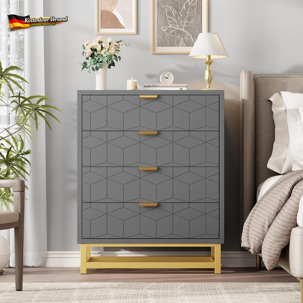 Kommode Mit 4 Schubladen Moderne StauraumlöSung FüR Schlafzimmer Wohnzimmer-image