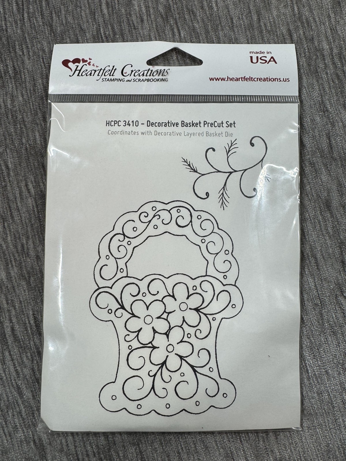 Heartfelt Creations HCPC 3410 Decorative Basket PreCut Stamp Set Made in USA