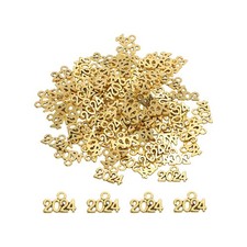 2024 Year Number Charm Graduation Year Charm Anti Gold for DIY, Pack of 100