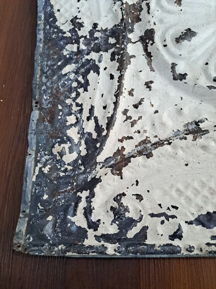 Juego De 2 Paneles De Techo Decorativos De Estaño Shabby De Colección 24"x24" Foto 3 de 4