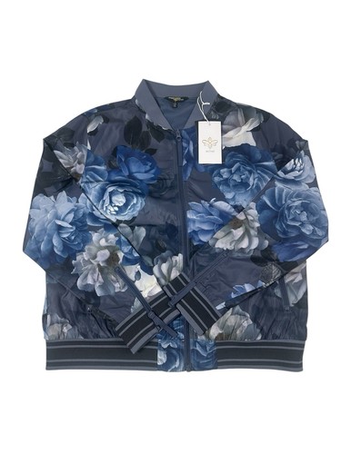 Johnny Was Bee Active Jacket Size A Blue Gray Peony Floral Casual Bomber Zip NWT - Picture 10 of 20