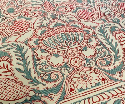 PIERRE FREY PARIS VERT ROUGE ''TOSCANE'' FRENCH LINEN COTTON BLEND PRINT FABRIC*