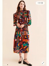FARM Rio x Anthropologie Tropical Smocked Dress Long Sleeve Maxi XL