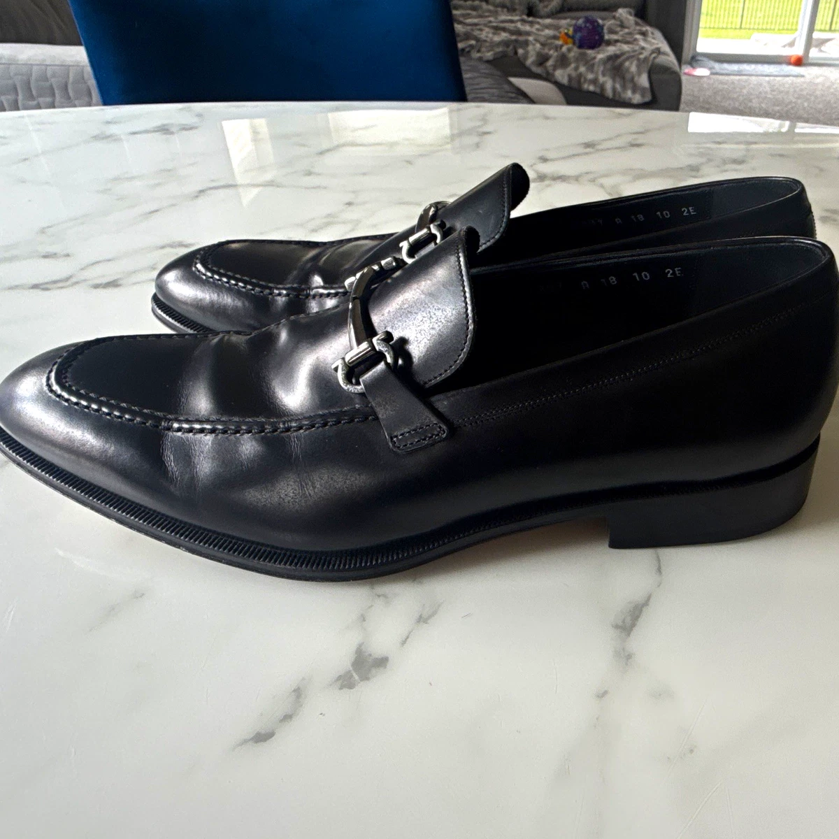 Men’s size 10 1/2 EE black, leather, Ferragamo shoes with silver buckles. Gancini buckle loafer - Men | Ferragamo main image 4