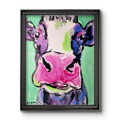 Aleph Original Art Cow 14x11 Abstract Expressionist Barn Painting Canvas