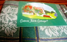 NIP 1990's Cotton Park Cottage Tablecloth Green-Gold-Holly 58"x84" Oblong    502