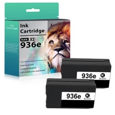 2-PK Black 936 936e Ink Cartridges Compatible with HP OfficeJet Pro 9130e 9135e