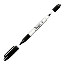 32201 Sharpie Twin-Tip Permanent Marker, Fine/Ultra Fine Point, Black, Pack of 4