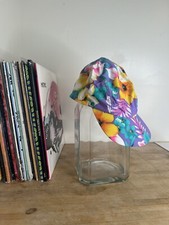 NOS NEW VTG 1990s WENDYS HAMBURGERS SNAPBACK HAT HAWAIIN FLORAL PRINT PURPLE