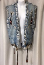 Vtg Upcycle Wrangler Denim Rodeo Vest Western Homemade Rockabilly