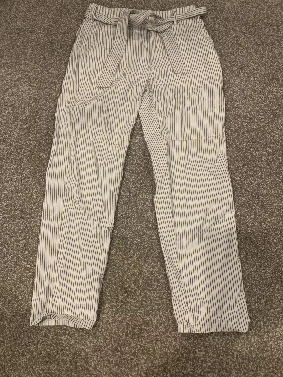 Belted striped hotsell pants