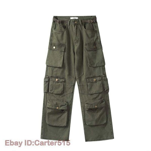 Men's Cotton Loose Casual Cargo pants Straight Long Pants Multi-pocket Trousers  - Bild 7 von 27