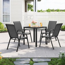 2X Gartensessel Gartenstühle stapelbare ergonomisch Garten Sitzgruppe Dunkelgrau