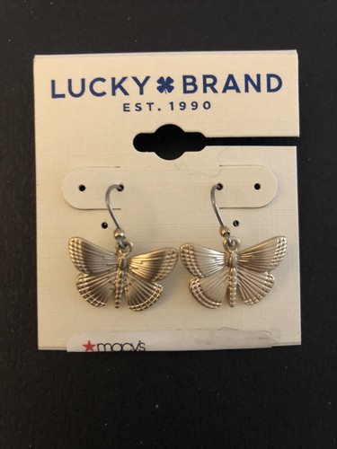 Lucky Brand Gold Tone Etched Butterfly Drop Earrings NWT - Picture 6 of 11