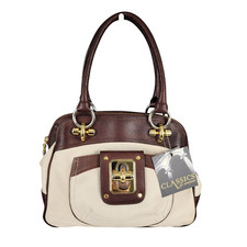 NWT B. MAKOWSKY Bag Brown Ivory Leather Doubl...