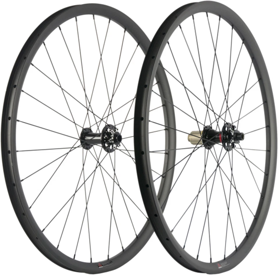 SUPERTEAM 700C 29ER MTB Carbon Wheelset 30mm Tubeless Mountain Bike Wheelset XC Thru Axle