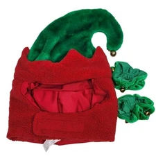 Dog Christmas Santa Elf Holiday Costume Jingle Bells Hat Ankle Cuffs Bracelets