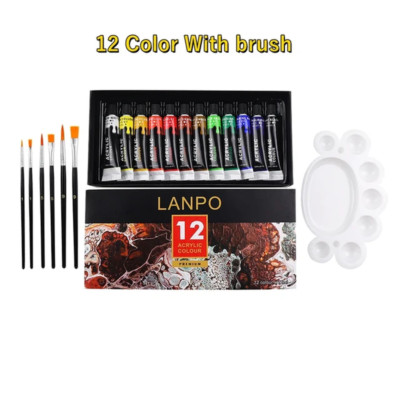 Acrylfarben Set 12/24 Farben Profi Pinsel Set 12 ml Tuben Künstler Zeichnen
