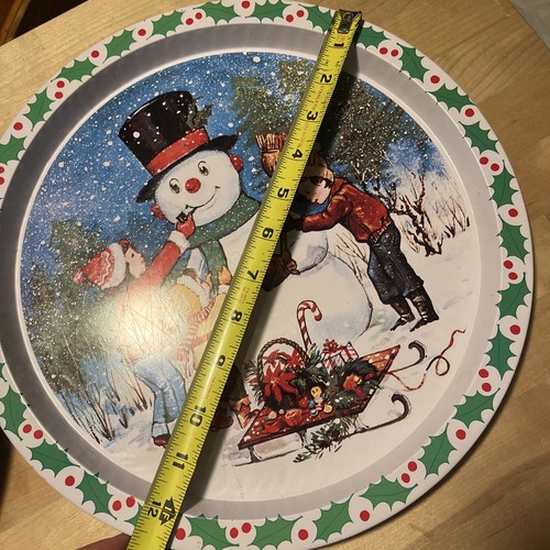 Menge 3 Vintage Weihnachten Dose Plätzchen Servieren 13" Tabletts Teller Metall Platten süß - Bild 14 von 16