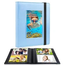 Photo Album 4x6 Photos PU Leather Cover Picture Book Black Inner Page with Front