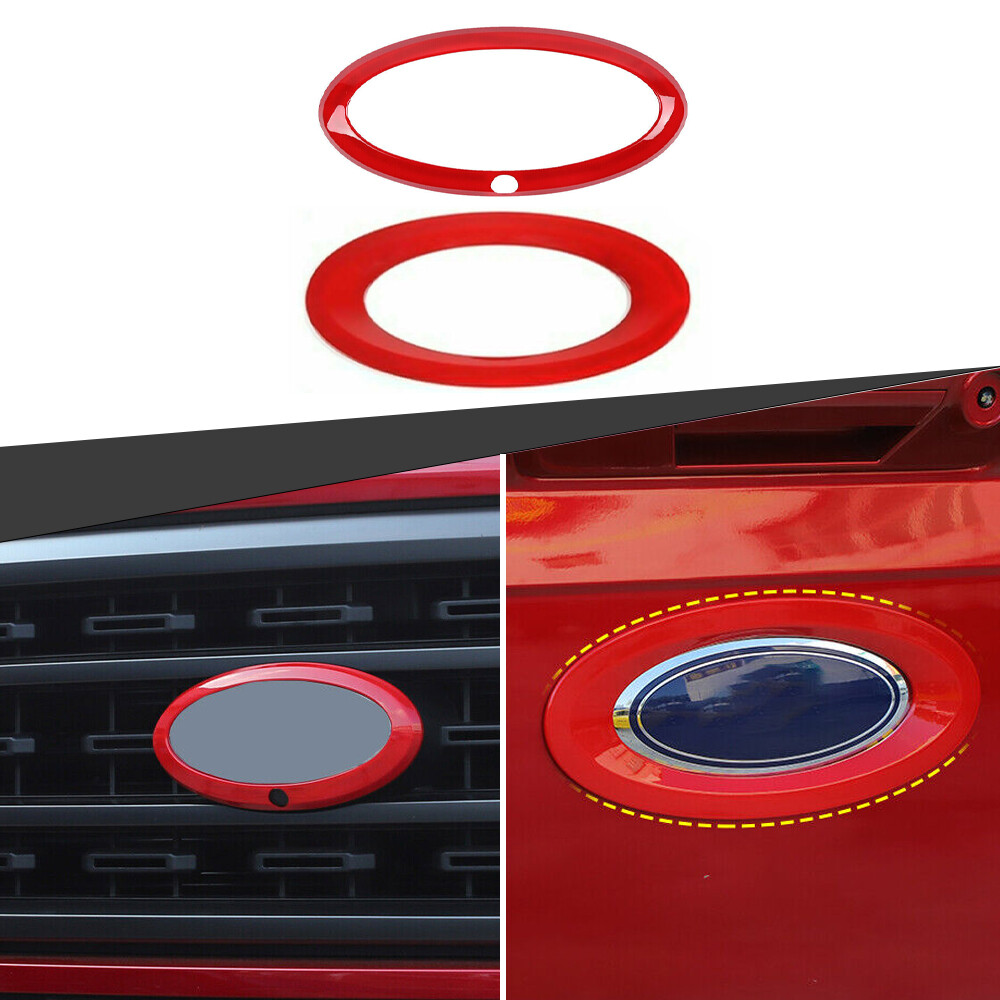Ford F150 2021-2022 Front Rear Red Logo Emblem Badge Trim Ring Accessory