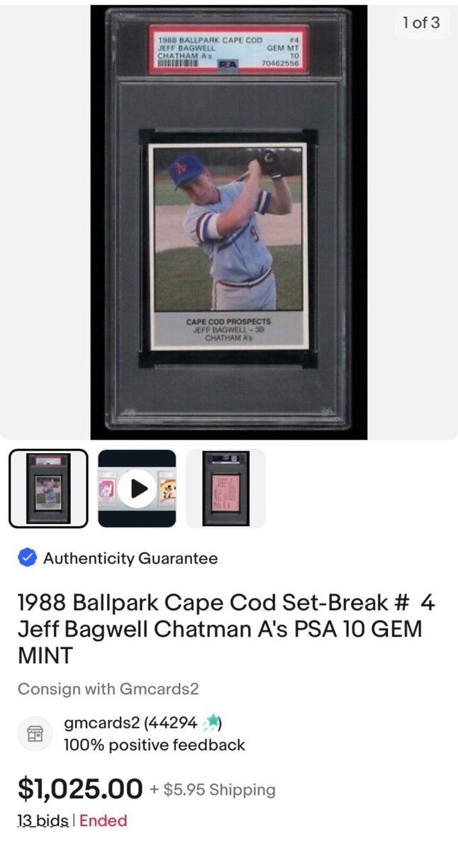 1988 Cape Cod League Ballpark Frank Thomas Rookie Gem Mint 1988 Cape Cod League Ballpark Frank Thomas Rookie Gem Mint
