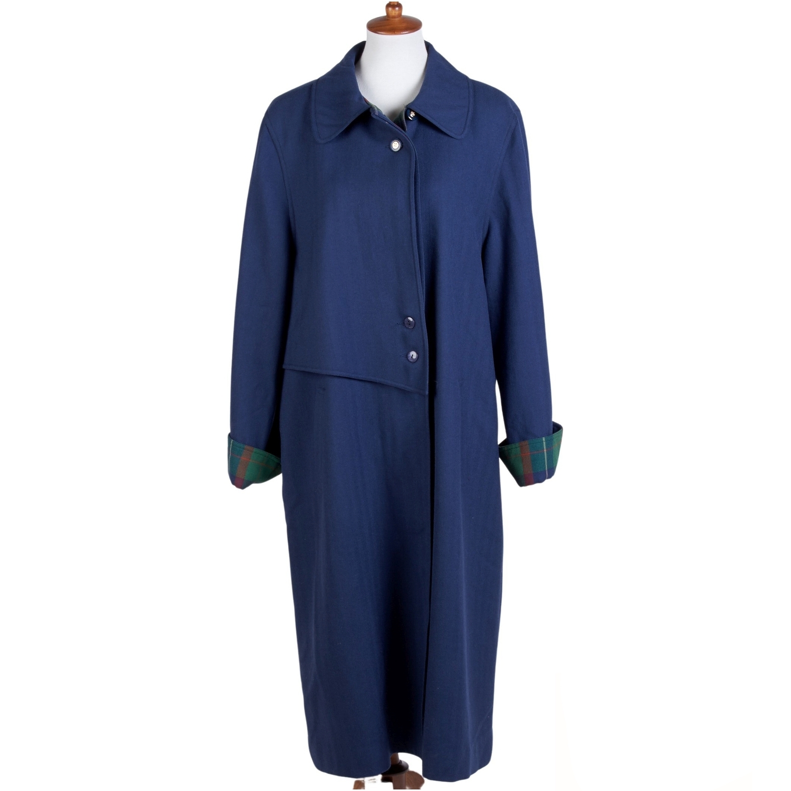 Avoca Coat Womens Large Long Cobalt Blue Wool Flip Cuffs Hidden Placket