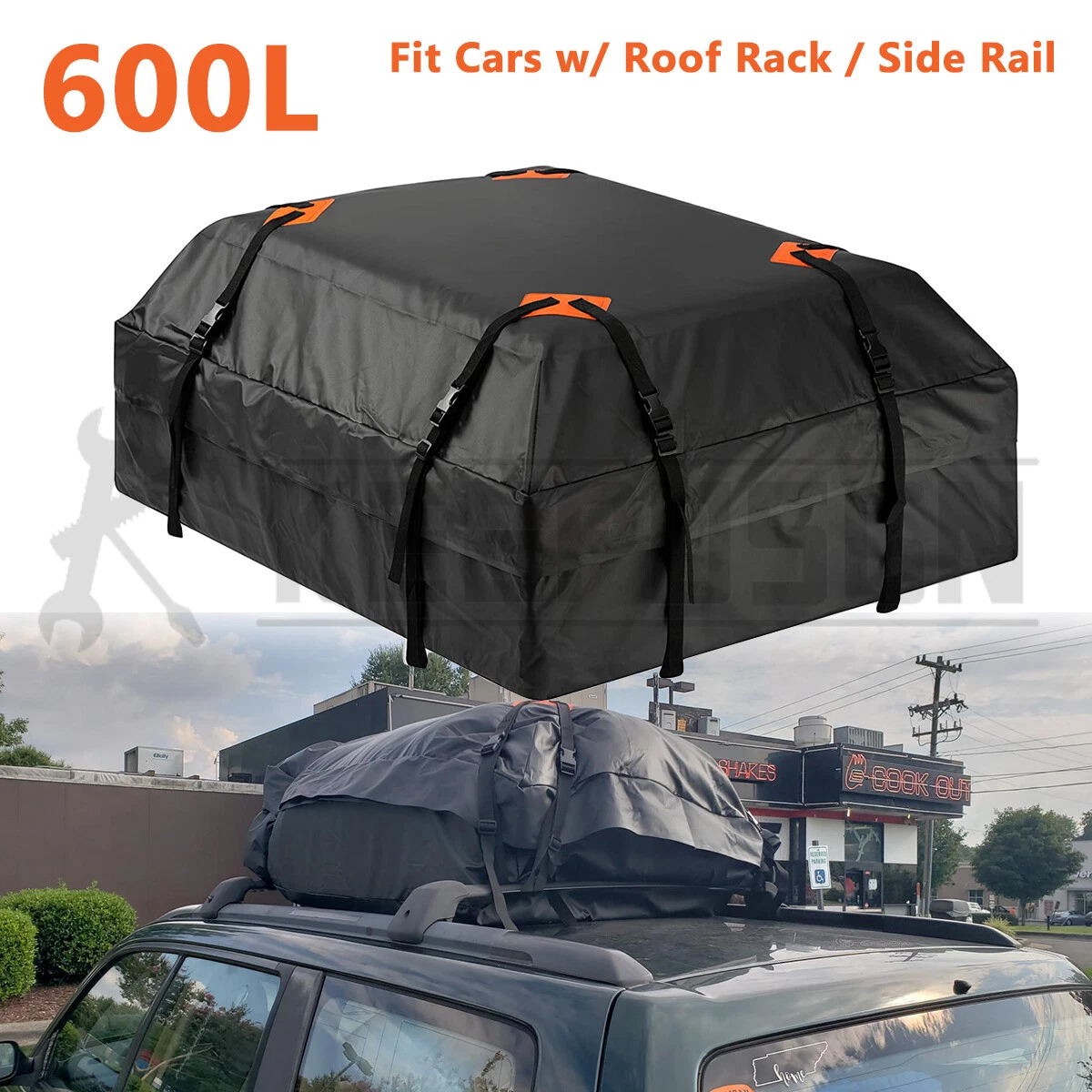 600L Car Sedan SUV Travel Roof Bag Cargo Storage Luggage Carrier
