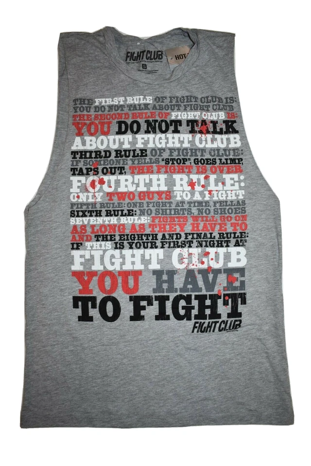 Camiseta sin mangas oficial Fight Club Juniors película Fight Club Reglas musculosas nueva XS-2XL Foto 3 de 4