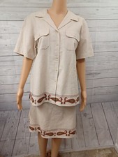 Conjunto de Conjunto Deportivo Villager Camisa Falda Cuentas Algodón Lino Talla L Nuevo con Etiquetas