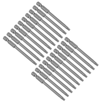 20pcs 75mm Long 1/4'' Hex Shank T20 Torx Screwdriver Bit S2 High Alloy Steel