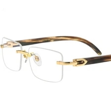 Luxury Natural Buffalo Horn Eyeglasses frames Rimless Glasses RX able Unisex