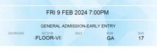 tickets NF sydney VIP Seat 0007!!