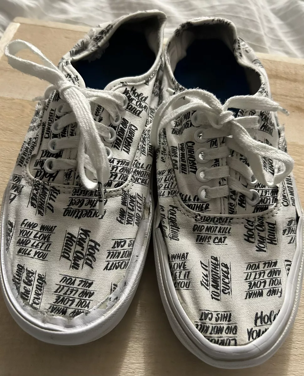 VANS x Baron Von Fancy White Print Authentic Low Distressed Shoes