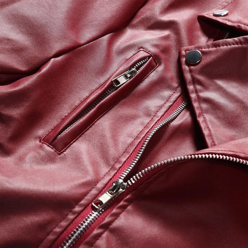 Abrigo Chaqueta de Motociclista Informal de Cuero para Hombres Suave Clásico Estilo Motociclista Ajuste - Imagen 9 de 18