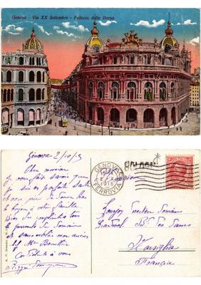 CPA AK GENOVA Via XX Settembre Palazzo della Borsa ITALY (532248)