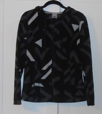 WOMEN'S ATHELETIC WORKS BLACK&GRAY L/S POLAR FLEECE HOODIE JACKET - SMALL (4-6)