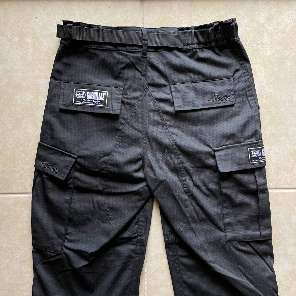 corteiz GUERILLAZ アルカトラズカーゴパンツ　コーテイズ　S Corteiz 5 Starz Special Edition Black Guerillaz Cargo Pant