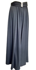 Vintage Black Maxi Skirt Diamante Buckle Lined Fit 8 10 Waist 26"