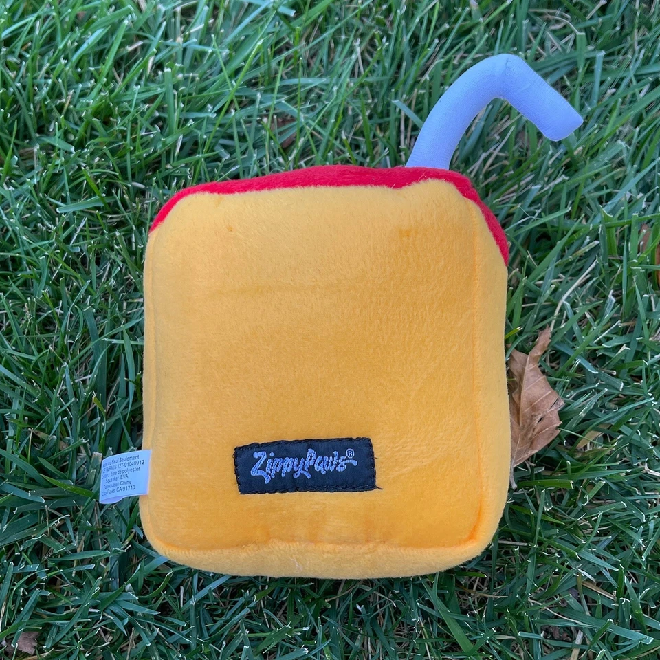 Zippy Paws NomNomz Apple Juice Box Squeaky Plush Dog Toy 8” Squeak Chew Toy NEW - Image 3 of 4