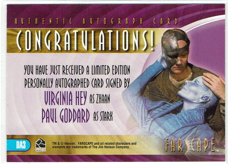 Farscape Through the Wormhole Auto Autograph DA3 Paul Goddard / Virginia Hey - Image 2 of 2