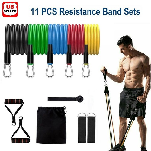 11 PC Resistance Bands Set Pull Rope Gym Home Fitness Workout Crossfit YogaTube