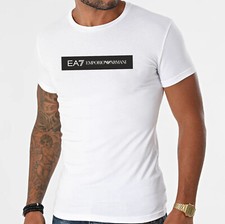 Emporio Armani White Men's Cotton EA T-Shirt box logo Size M L XL XXL 3XL