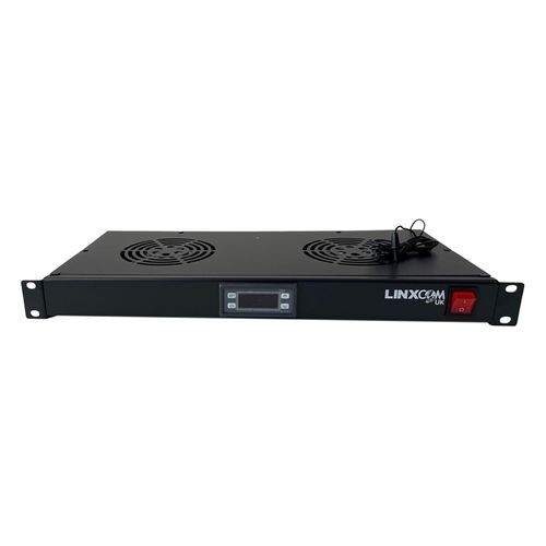 1U Thermostatic Fan Tray 19 inch 2 Fan Rack Mount Unit UK Plug Data Cabs