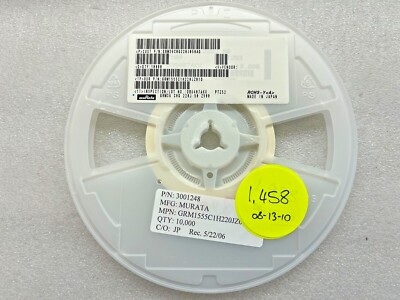 (1,458 PIECE REEL) GRM1555C1H220JZ01D, GRM36C0G220J50Z500, CAP, 22pF, 50V, ±5%