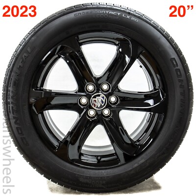 4 2023 Buick Enclave 20  Factory OEM Gloss Black Wheels Rims Continental Tires