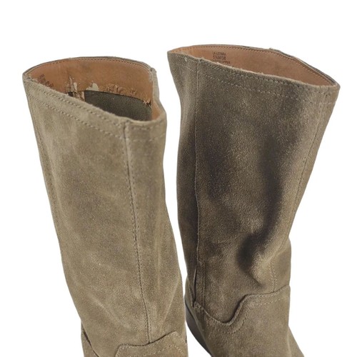 Lucky Brand Lefara Women's 5.5 Olive Suede Leather Boots, Pointed Toe Country - Picture 6 of 13