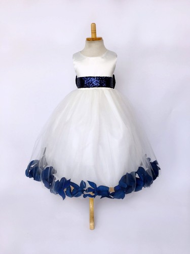 Ivory Tulle Sequence Rose Petal Dress Easter Birthday Spring Summer Satin #24 - Picture 32 of 56