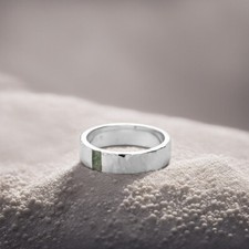 Natural Moss Agate Ring 925 Silver Ring Hammered Band Ring Mens Signet Ring